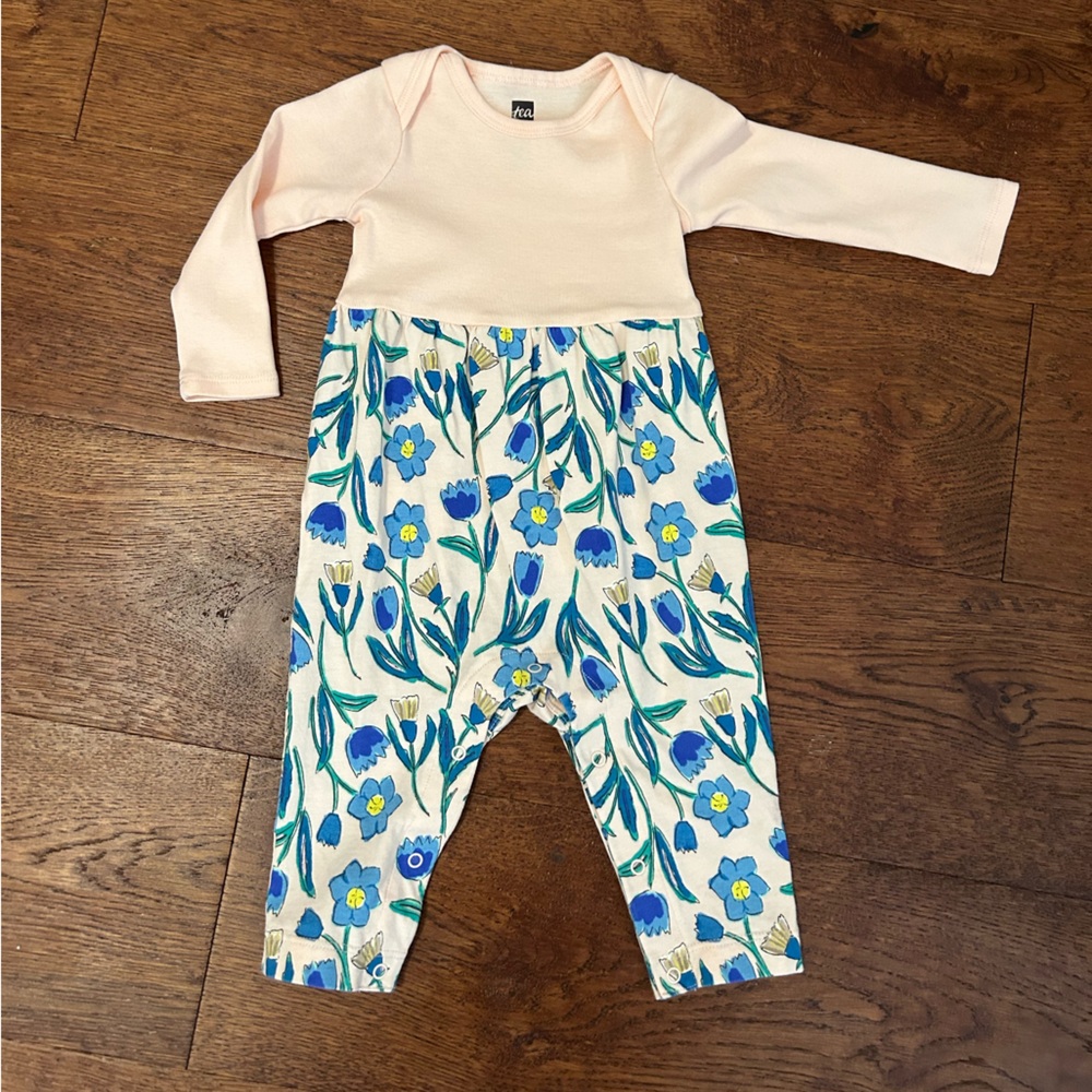 Never worn tea Collection Pink and Blue Floral Bodysuit